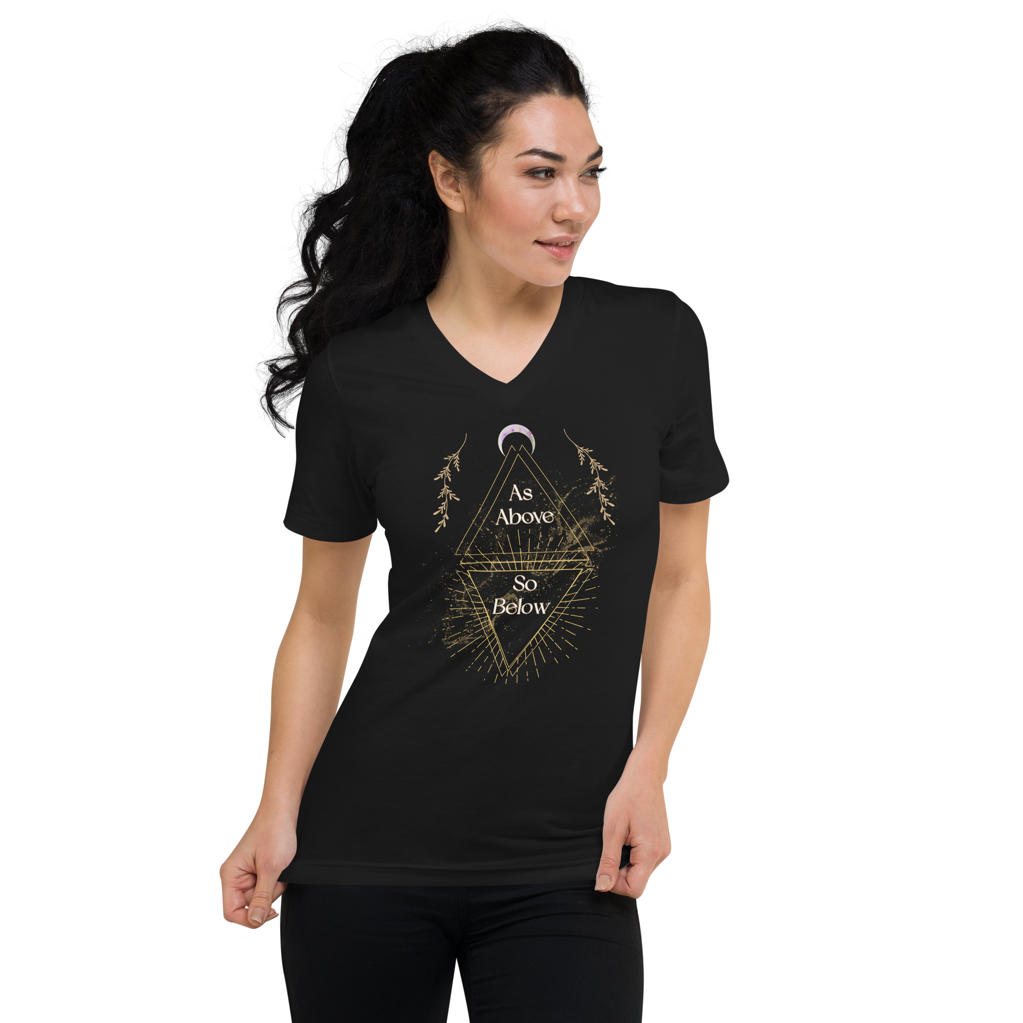 As Above So Below YoUnisex V-Neck Short Sleeve Full T-Shirt