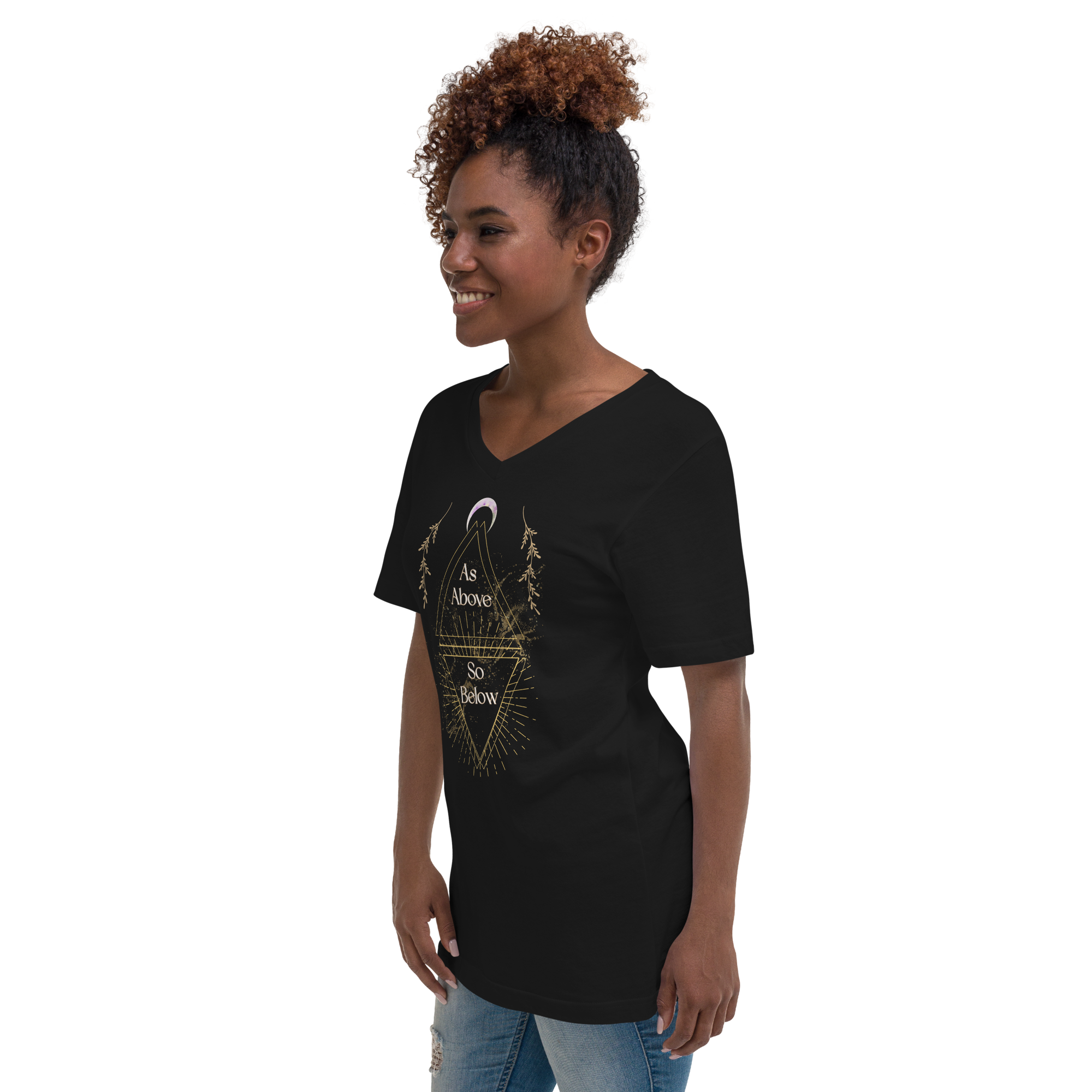 As Above So Below YoUnisex V-Neck Short Sleeve Full T-Shirt