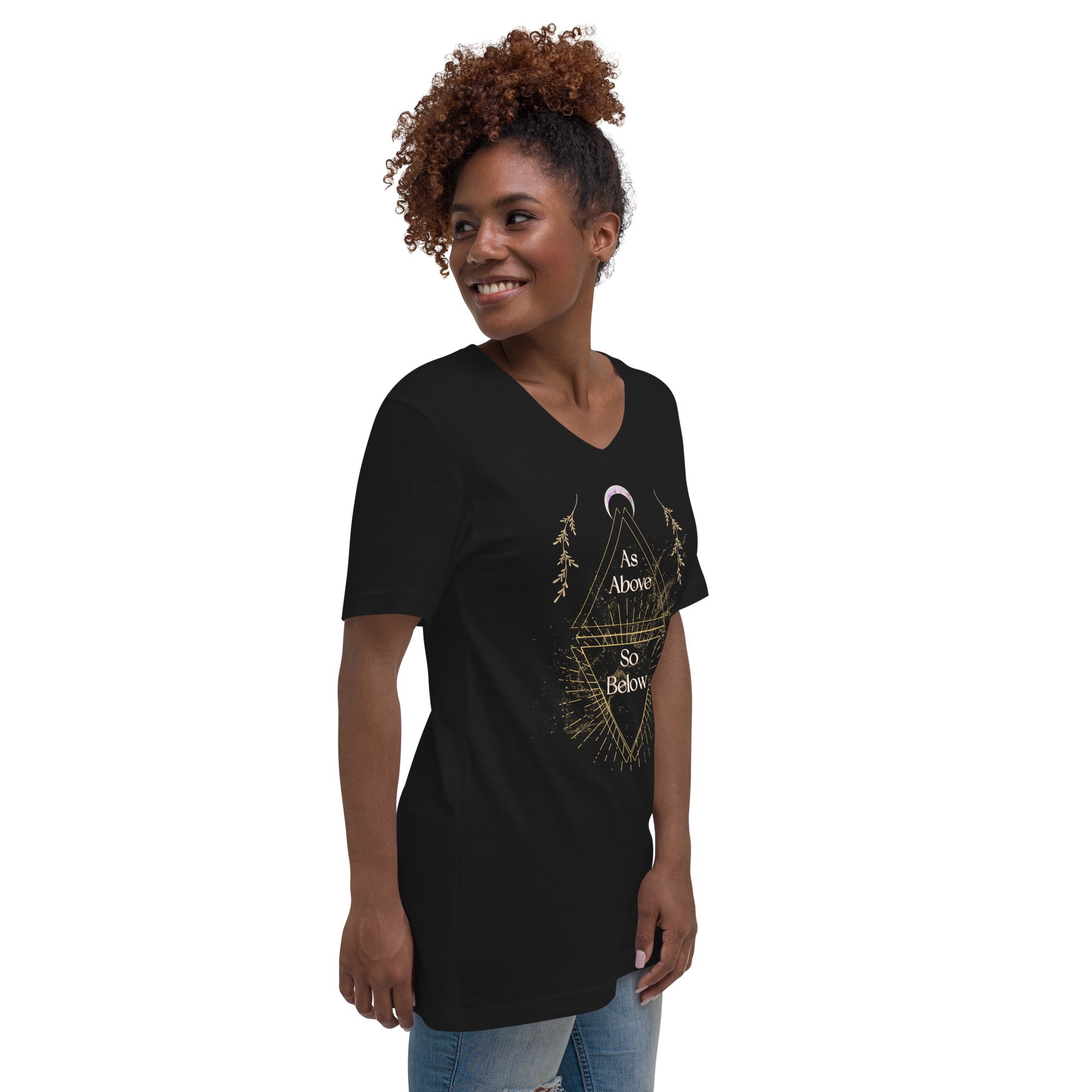 As Above So Below YoUnisex V-Neck Short Sleeve Full T-Shirt