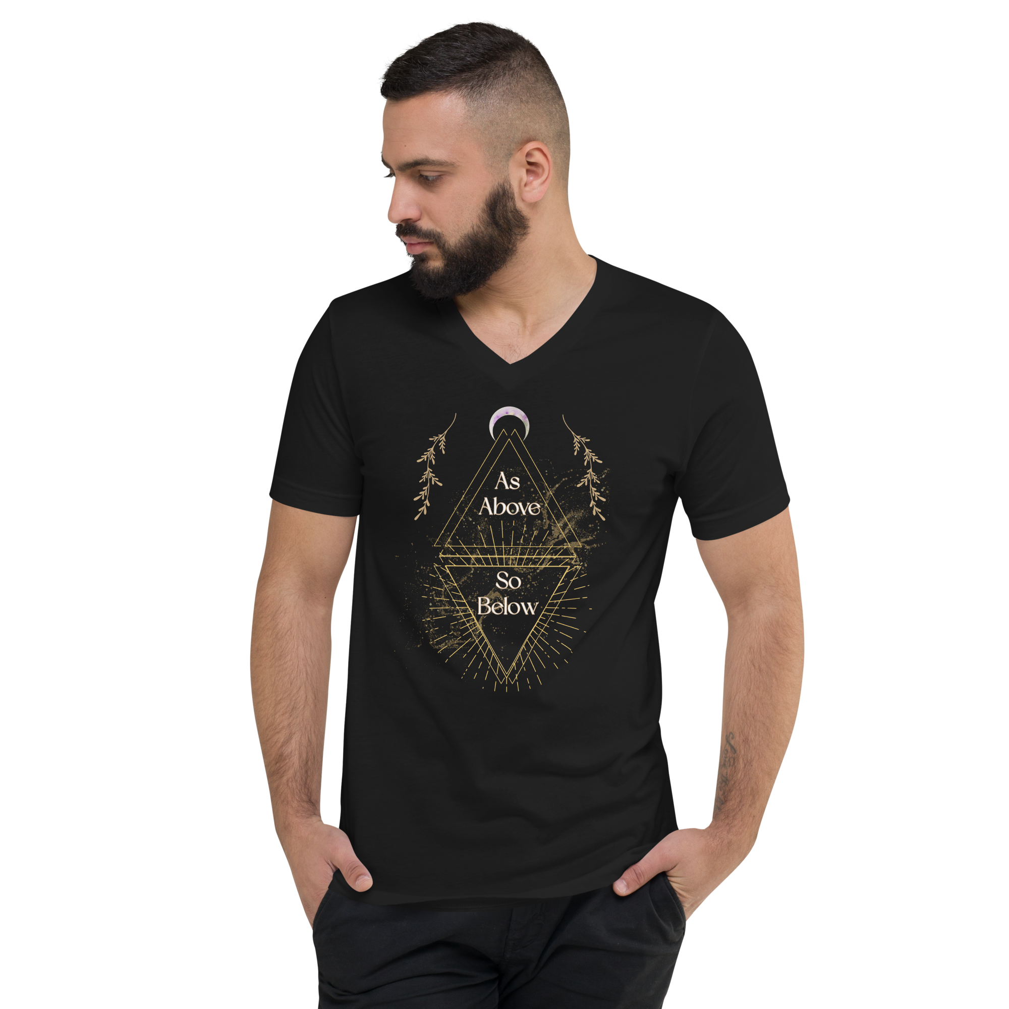 As Above So Below YoUnisex V-Neck Short Sleeve Full T-Shirt